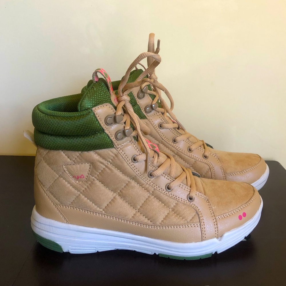 Ryka Women’s Aurora Ankle Sneaker Boots Green Tan Size 8M